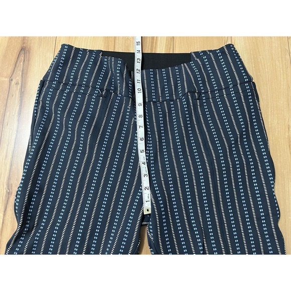 Betabrand XL Long Yoga Dress Pant Blue Geometric Pattern Straight Leg Zip Pocket - Picture 4 of 9